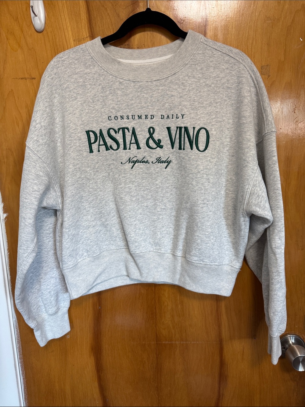 Abercrombie & Fitch Light Gray Crewneck with Green Chest Print
